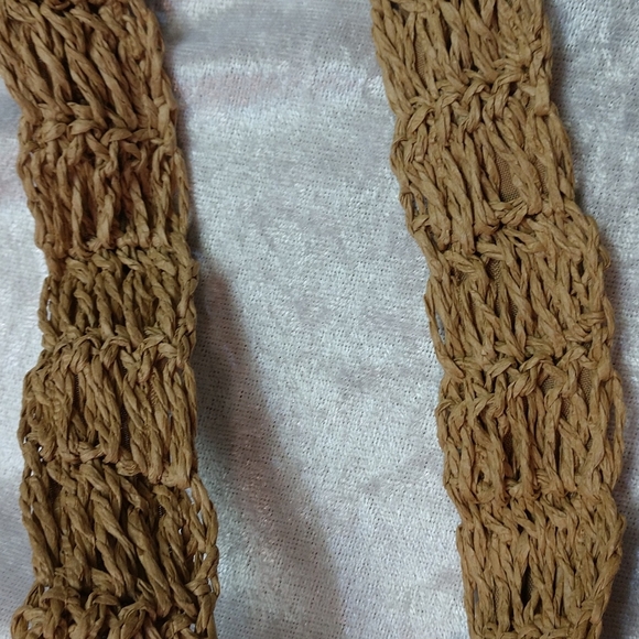 SALE Circle Handmade Crochet Shoulder Tote Bag Lined Zipper Light Brown Boho - Picture 12 of 13